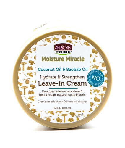 African Pride Moisture Miracle Coconut Oil & Baobab Oil Hydrate & Strengthen Leave-In Cream 443gr