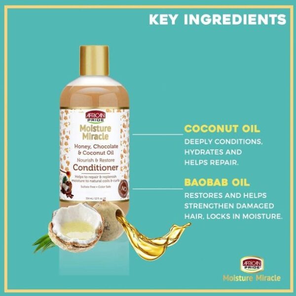 African Pride Moisture Miracle Honey, Chocolate & Coconut Oil Nourish & Restore Conditioner 354ml