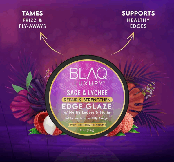 Blaq Luxury Sage & Lychee Repair and Strengthen Edge Glaze 59gram Blaq Luxury Sage & Lychee Repair and Strengthen Edge Glaze 59gram