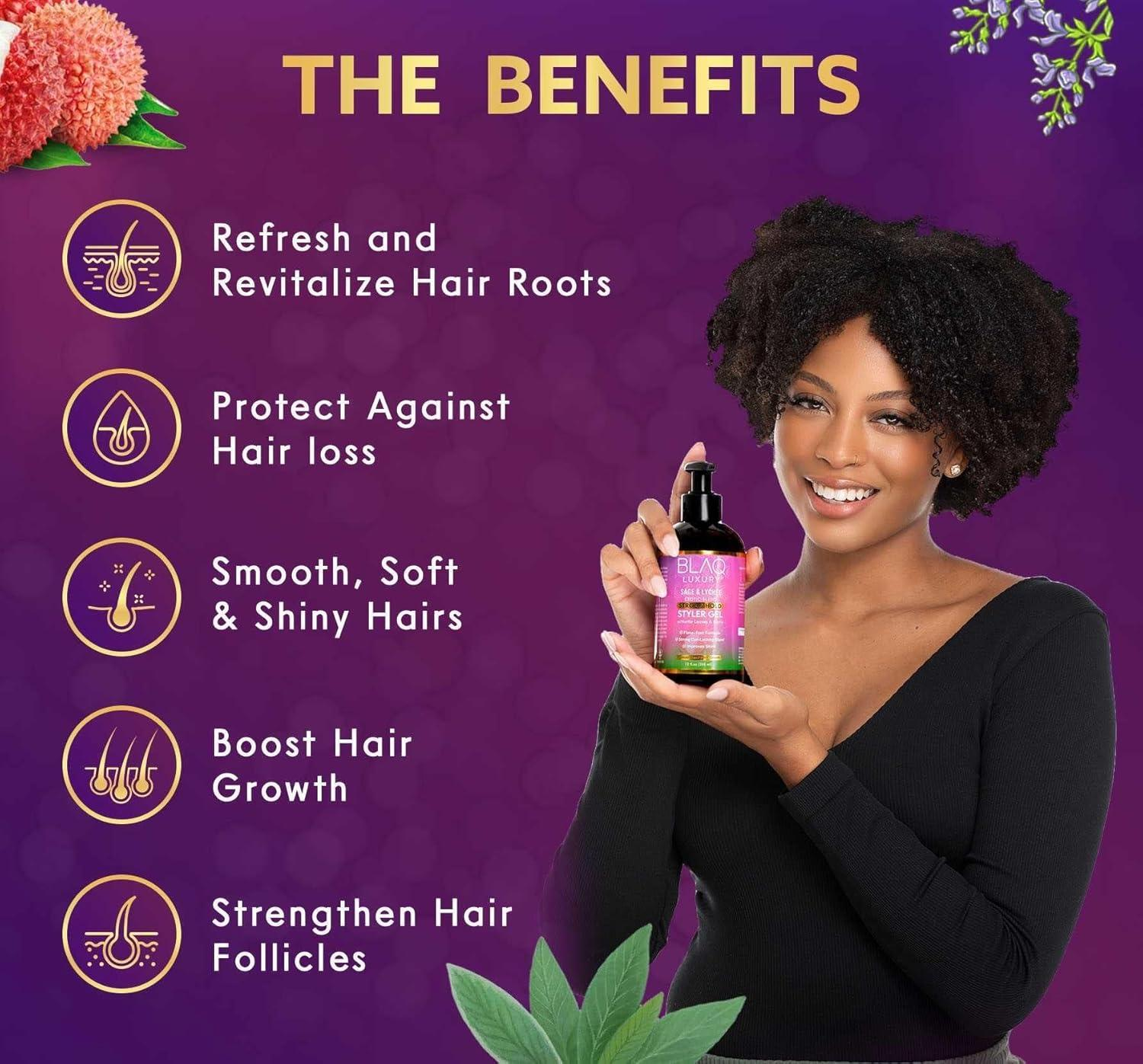 Blaq Luxury Sage & Lychee Strong Hold Styler Gel 355ml