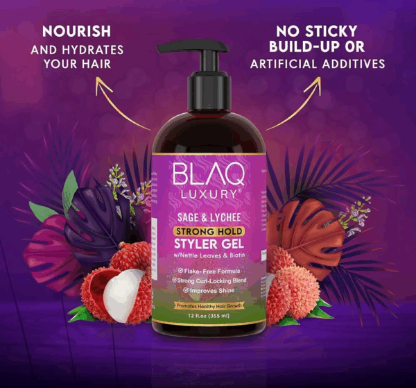 Blaq Luxury Sage & Lychee Strong Hold Styler Gel 355ml Blaq Luxury Sage & Lychee Strong Hold Styler Gel 355ml