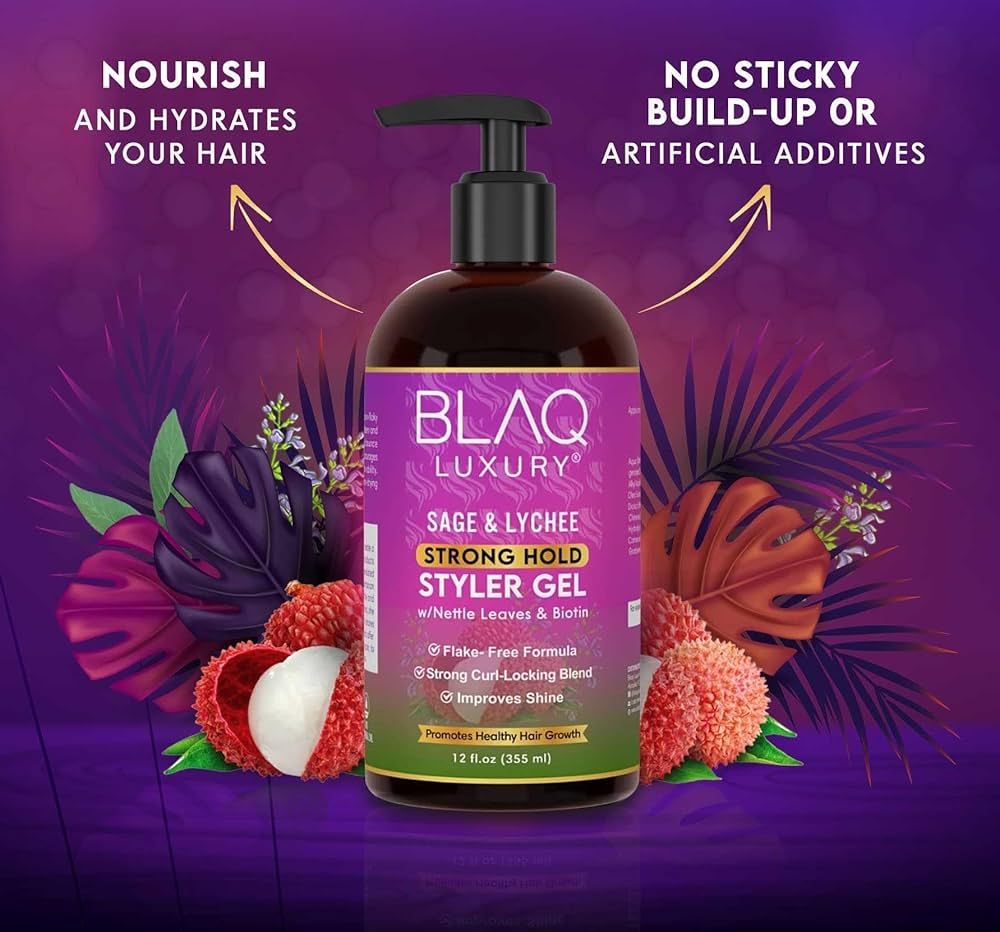 Blaq Luxury Sage & Lychee Strong Hold Styler Gel 355ml