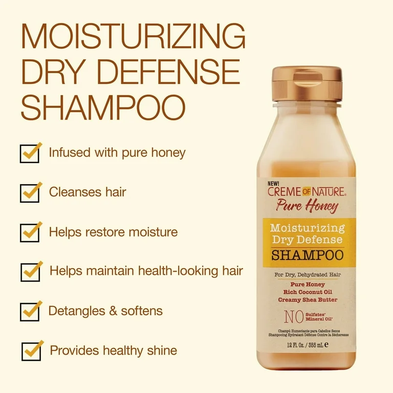 Creme of Nature Pure Honey Hydrating Dry Defence Shampoo 355ml