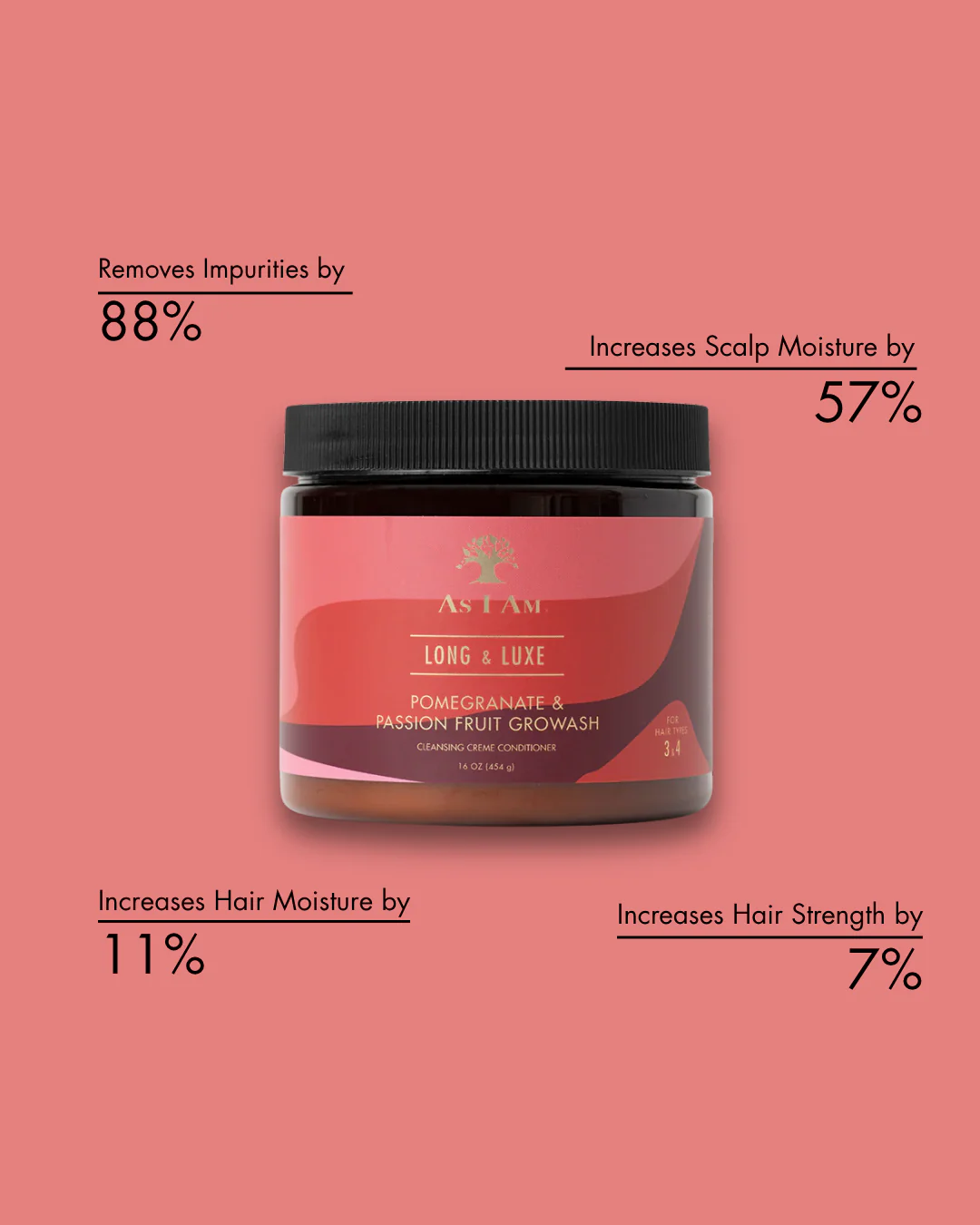 As I Am Long & Luxe GroWash Cleansing Crème Conditioner 454gr