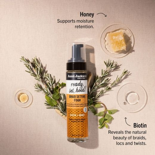 Aunt Jackie's Biotin + Honey Ready, Set, Hold! Braid Setting Foam 251ml