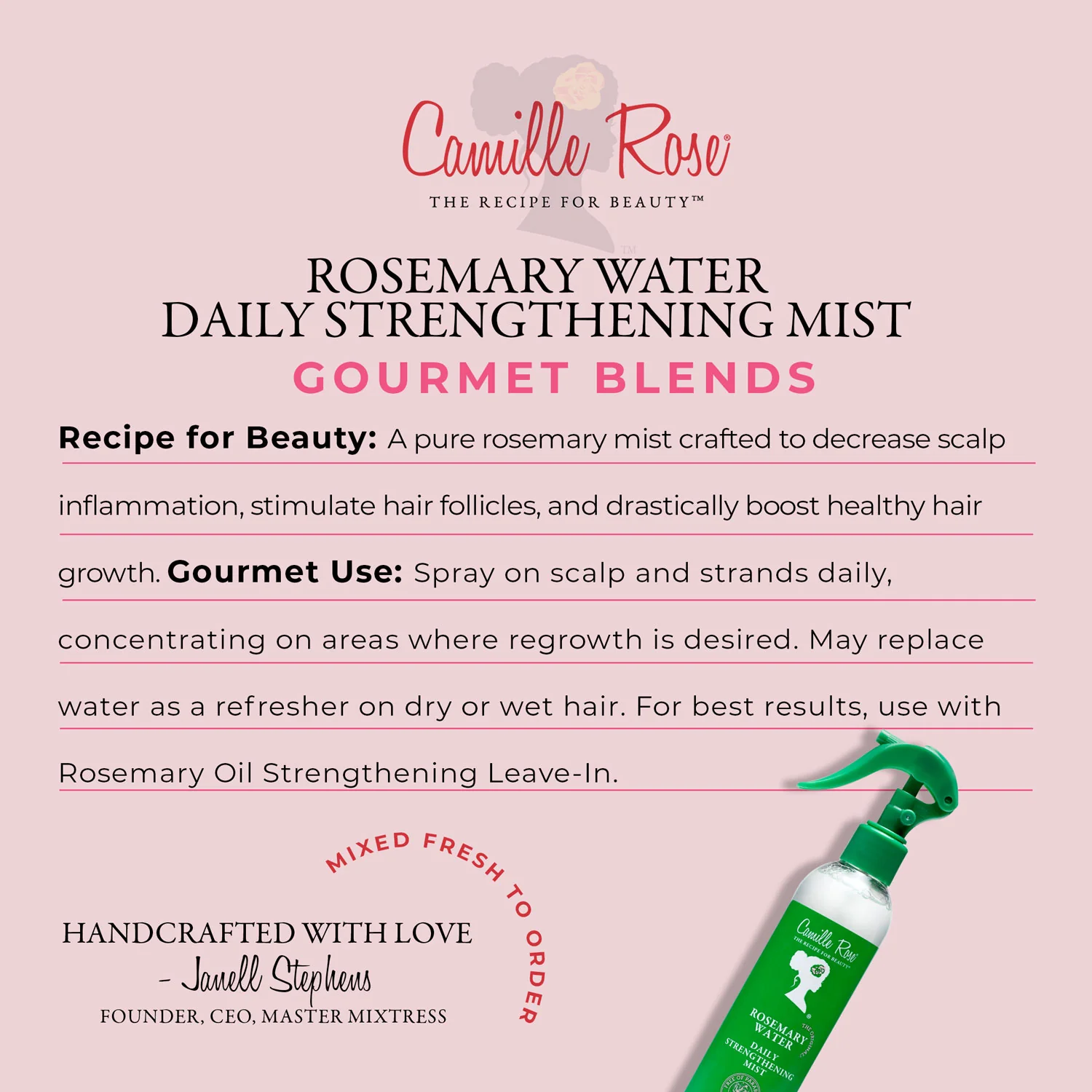 Camille Rose Rosemary Water Daily Strengthening Mist 8oz