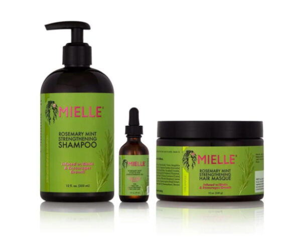 Mielle Rosemary Mint Strengthening Shampoo, Scalp & Hair Strengthening Oil, Hair Masque Set