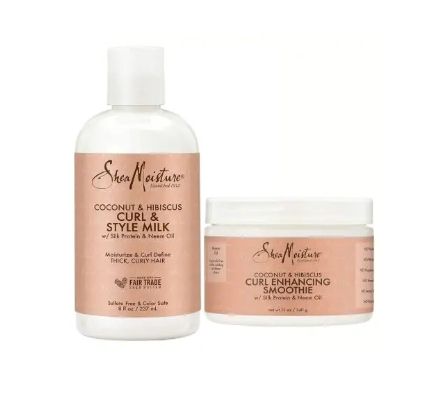 Shea Moisture Coconut & Hibiscus Curl Enhancing Smoothie 12oz & Style Milk 8oz