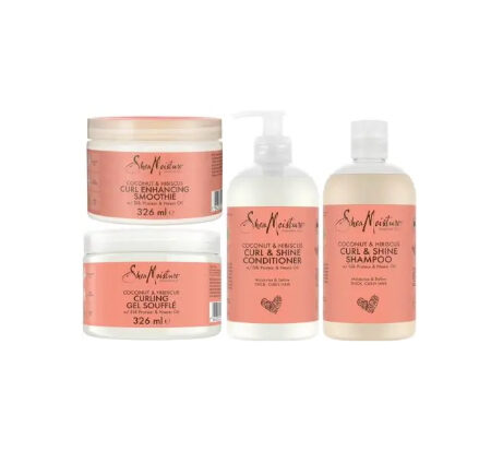 Shea Moisture Coconut & Hibiscus Curl Enhancing Smoothie 12oz, Style Milk 8oz, Shampoo & Conditioner