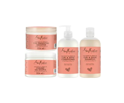 Shea Moisture Coconut & Hibiscus Curl Enhancing Smoothie,Style Milk, Shampoo & Conditioner