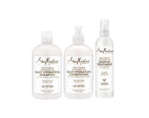 Shea Moisture 100% Virgin Coconut Oil Shampoo, Conditioner & Leave-In Conditioner
