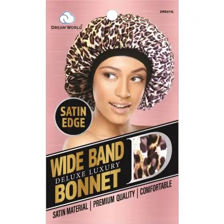 Dream World W-Wide Band Bonnet Satin Leopard #DRE073L (EA)