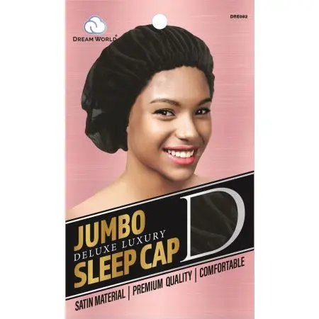 Dream World W-Sleep Cap Satin Black #DRE082 (EA)