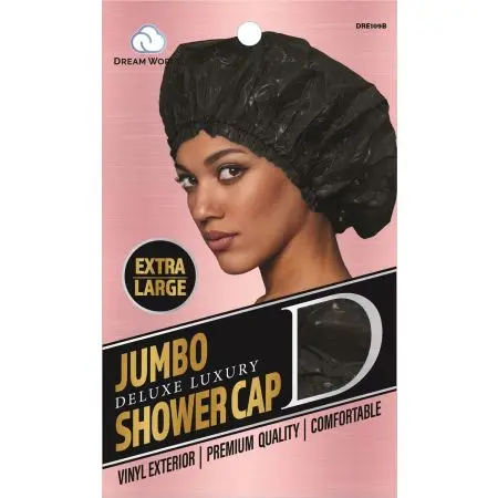 Dream World W-Shower Cap Jumbo Black #DRE109B  (EA)