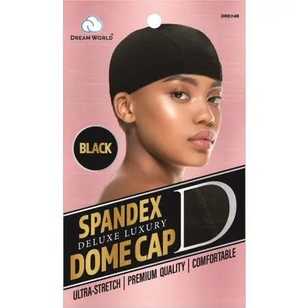 Dream World W-Dome Cap Spandex Black #DRE114B (EA)