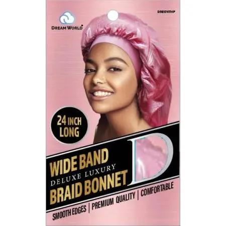 Dream World W-Wide Band Braid Bonnet XL G/Pink #DRE174THP (EA)