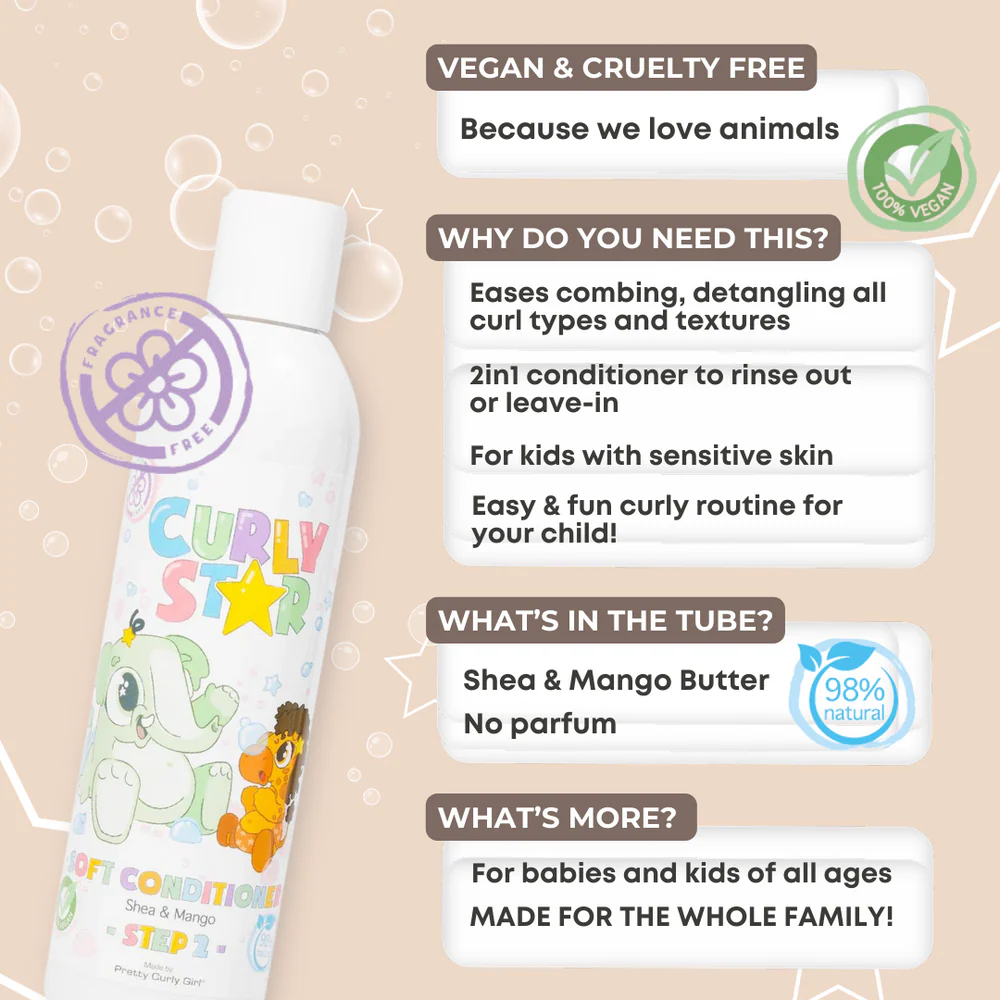Pretty Curly Girl 2in1 Soft Conditioner Fragrance Free – Kids Line 200ml