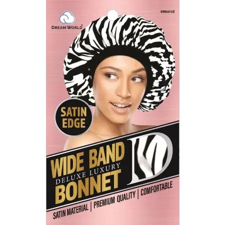 Dream World W-Wide Band Bonnet Satin Zebra #DRE073Z (EA)