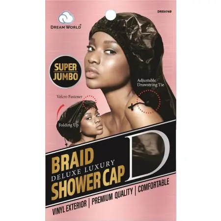 Dream World W-Shower Cap B/Jumbo Black #DRE078B (EA)