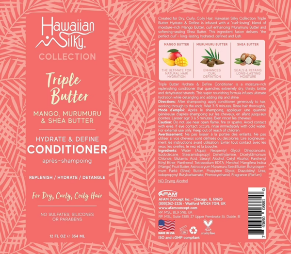Hawaiian Silky Triple Butter Hydrate & Define Conditioner 354ml