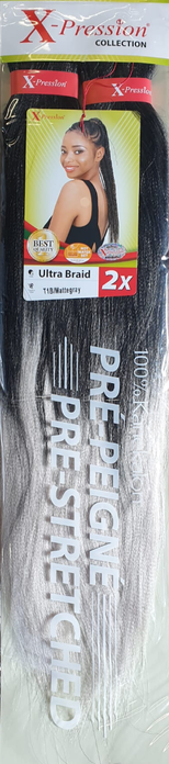 X-Pression Pre-Stretched 2X 46" #T1B/Matte Gray
