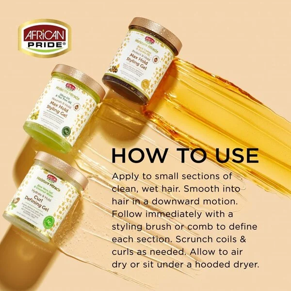 African Pride Moisture Miracle Black Castor & Jojoba Oil Max Hold Styling Gel 510gr