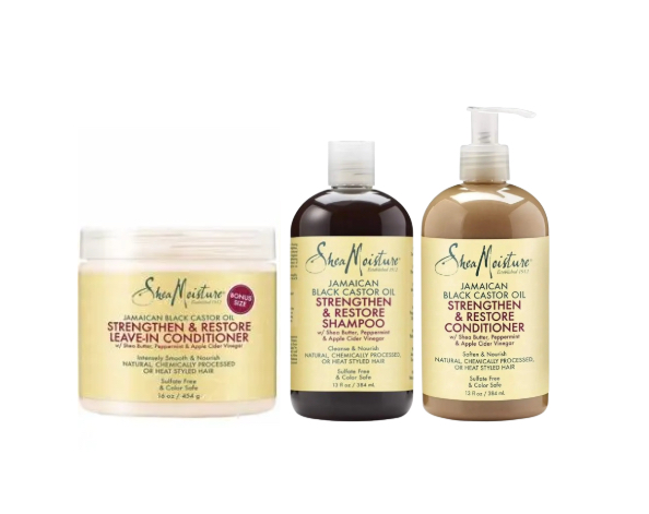 Shea Moisture Jamaican Black Castor Oil Shampoo, Conditioner & Leave-In Conditioner &Strengthen Grow & Restore