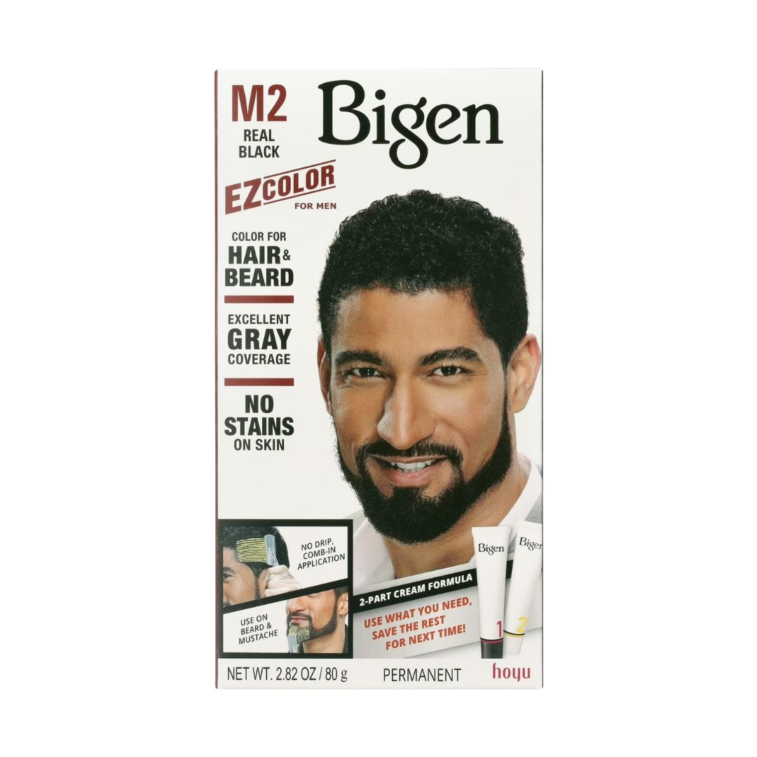 Bigen Men EZ Colour M2 - Hair & Beard Color Real Black Gray Coverage