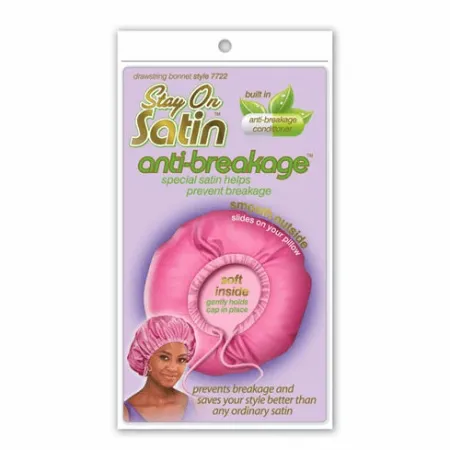 Stay On Satin #7722 Anti-Breakage Bonnet Adjustable Drawstring