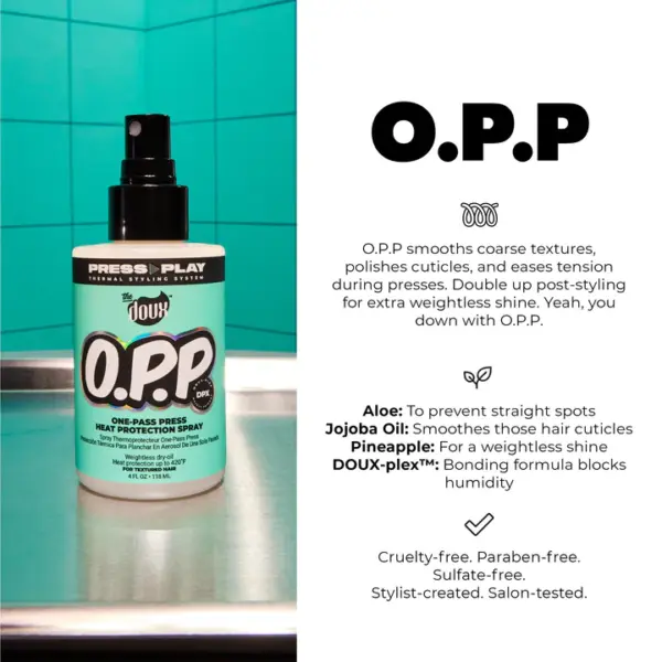 The Doux Press Play O.P.P. One Pass Heat Protectant Spray 4oz