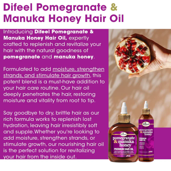 Difeel Pomegranate Manuka Honey Hair Oil 8oz