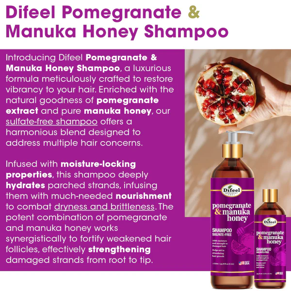 Difeel Pomegranate Manuka Honey Shampoo 12 oz