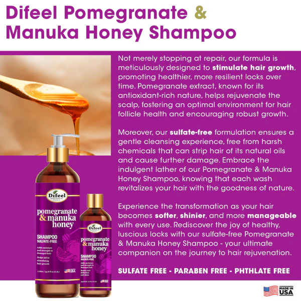 Difeel Pomegranate Manuka Honey Shampoo 12 oz