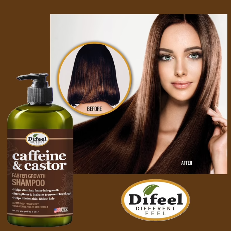 Difeel Caffeine and Castor Shampoo 354ml / 12oz