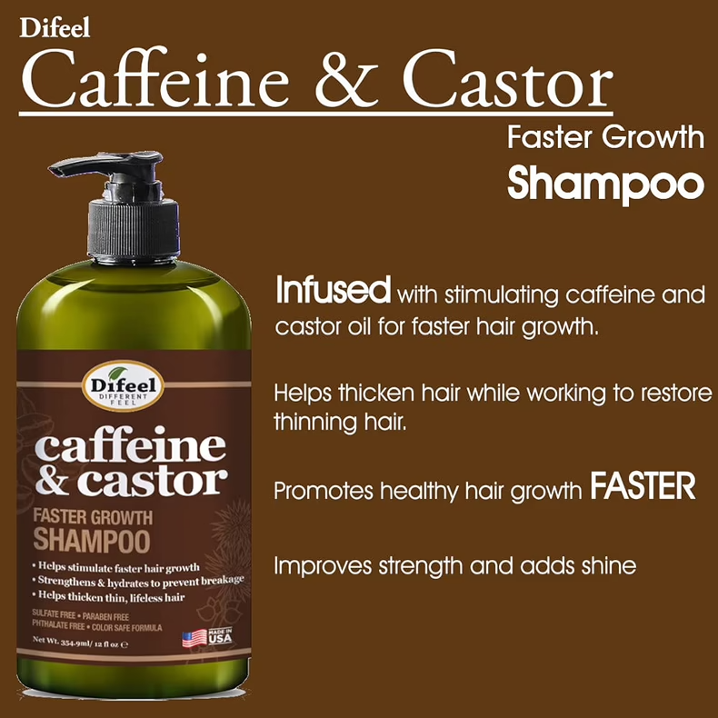 Difeel Caffeine and Castor Shampoo 354ml / 12oz
