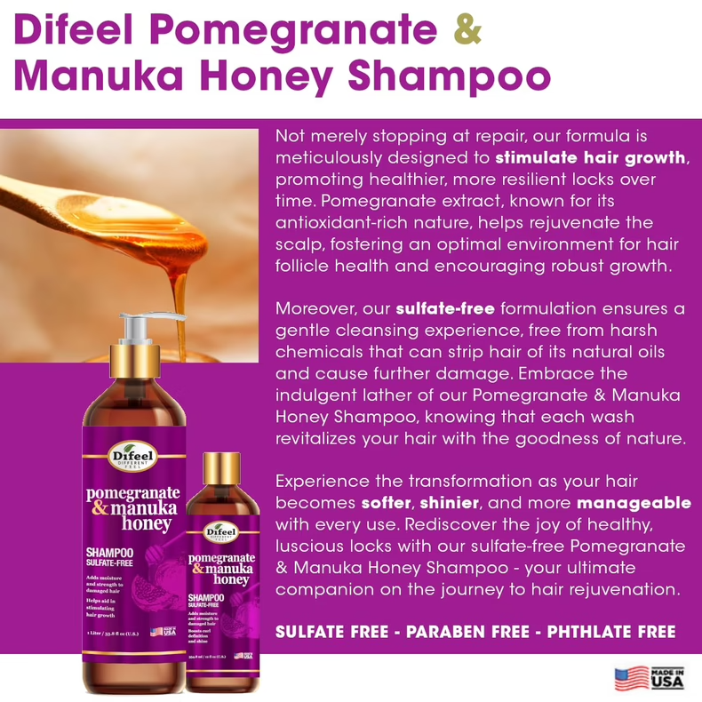 Difeel Pomegranate Manuka Shampoo & Conditioner Set 354ml / 12 oz