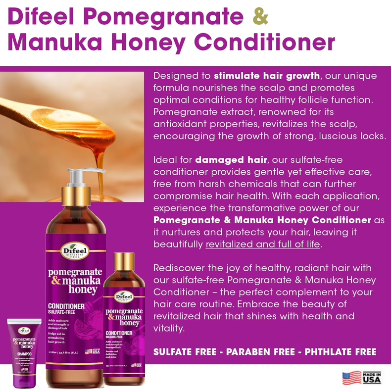 Difeel Pomegranate Manuka Shampoo & Conditioner Set 354ml / 12 oz