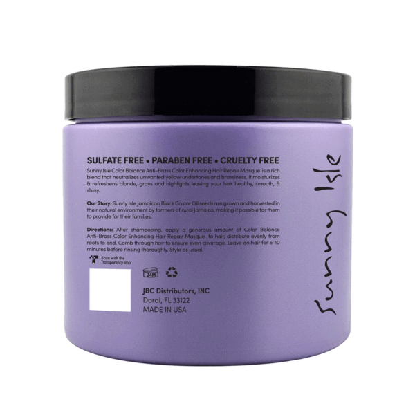 Sunny Isle Anti-Brass Color Enhancing Purple Hair Repair Masque 473ml