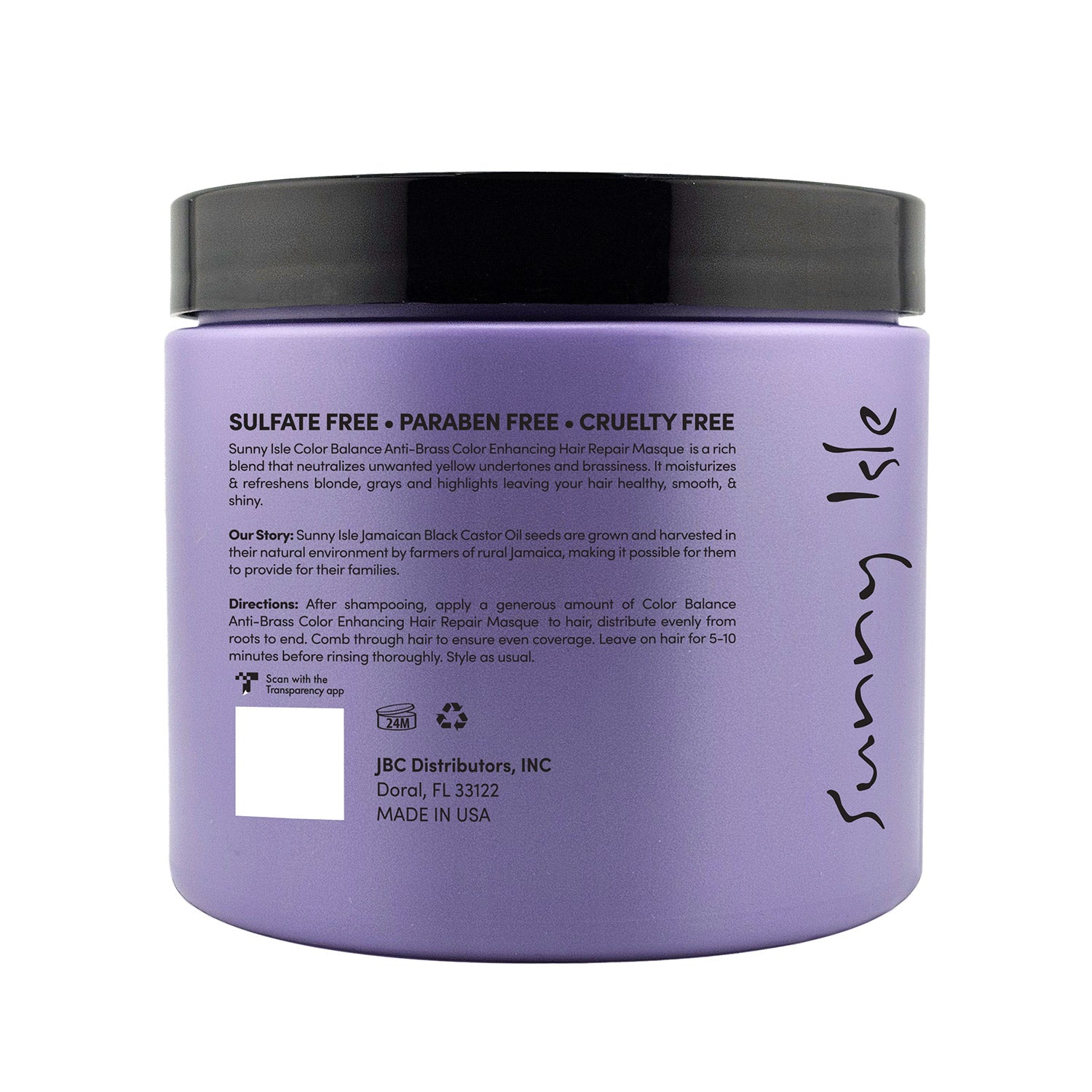 Sunny Isle Anti-Brass Color Enhancing Purple Hair Repair Masque 473ml