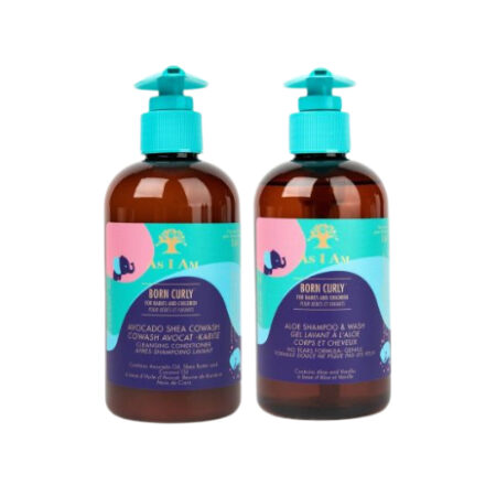 As I Am Born Curly Duo Pack – Avocado Shea Cowash Cleansing Conditioner 240ml + Aloë Shampoo & Wash 240ml