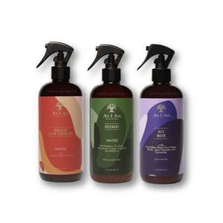 As I Am Water Spray Set of 3 - Rice Water, Rosemary & Jamaican Black Castor Oil (3 x 473ml)