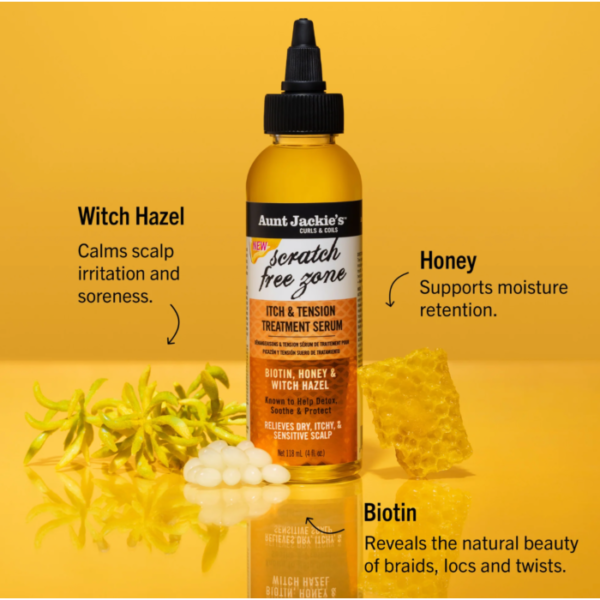 Aunt Jackie's Biotin + Honey Scratch Free Zone Itch & Tension Treatment Serum 118ml Aunt Jackie's Biotin + Honey Scratch Free Zone Itch & Tension Treatment Serum 118ml
