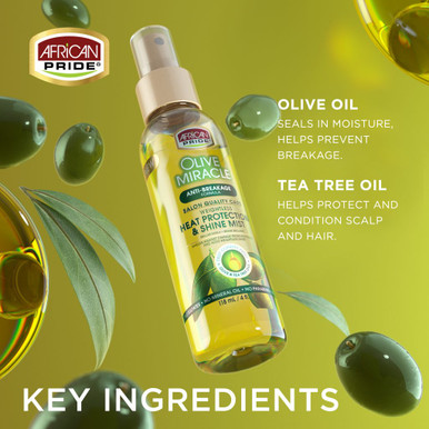 African Pride Olive Miracle Heat Protection Shine Mist 118ml African Pride Olive Miracle Heat Protection Shine Mist 118ml