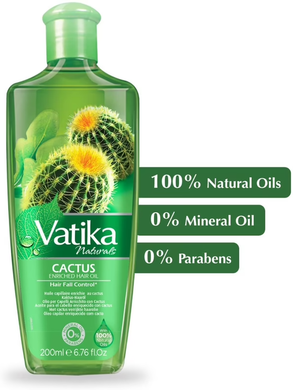 Dabur Vatika Naturals Cactus Enriched Hair Oil - Hair Fall Control - 200 ml