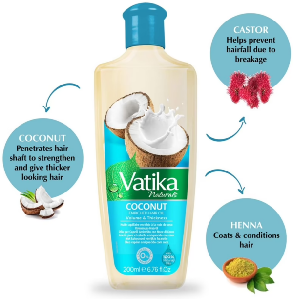 Dabur Vatika Naturals Coconut Enriched Hair Oil - Volume And Thickness - 200 ml
