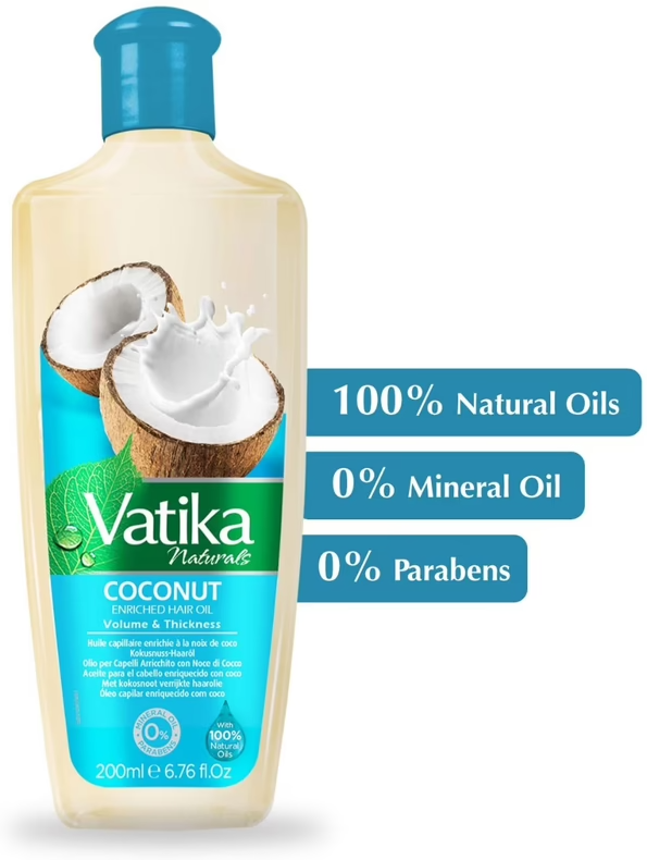 Dabur Vatika Naturals Coconut Enriched Hair Oil - Volume And Thickness - 200 ml