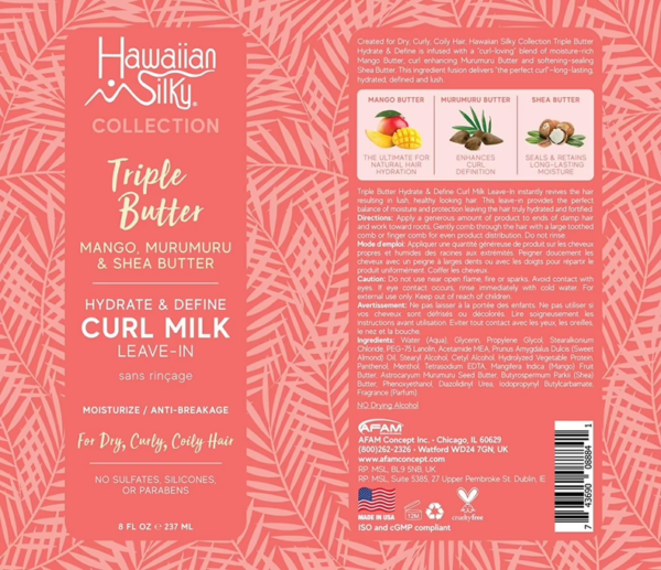 Hawaiian Silky Triple Butter Hydrate & Define Curl Milk Leave-in 237ml Hawaiian Silky Triple Butter Hydrate & Define Curl Milk Leave-in 237ml